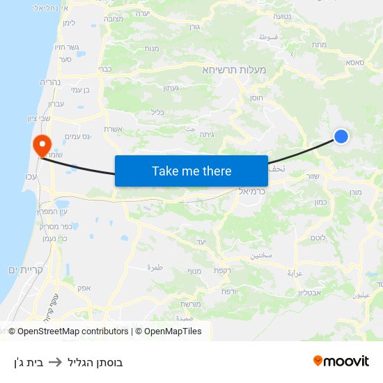 בית ג'ן to בוסתן הגליל map