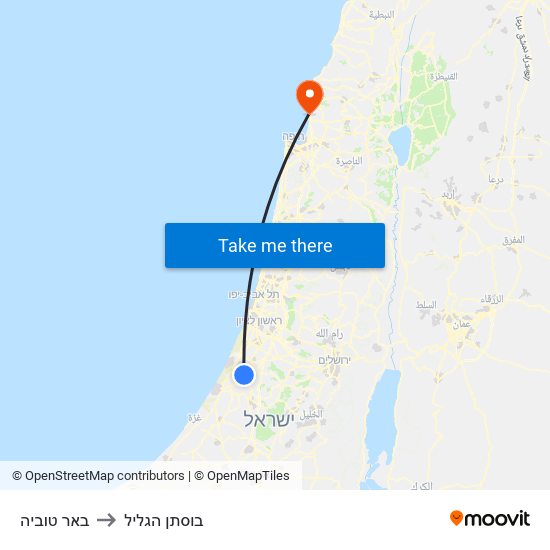 באר טוביה to בוסתן הגליל map