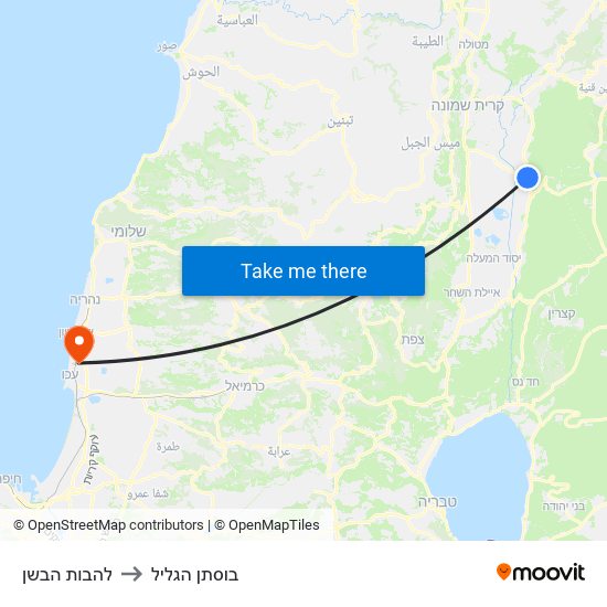 להבות הבשן to בוסתן הגליל map