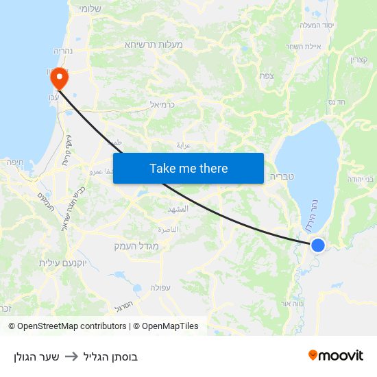 שער הגולן to בוסתן הגליל map