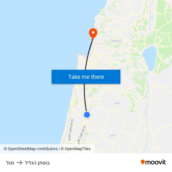 מגל to בוסתן הגליל map