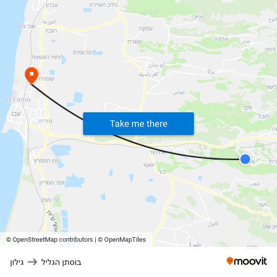 גילון to בוסתן הגליל map