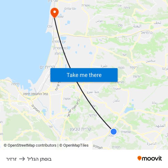 זרזיר to בוסתן הגליל map