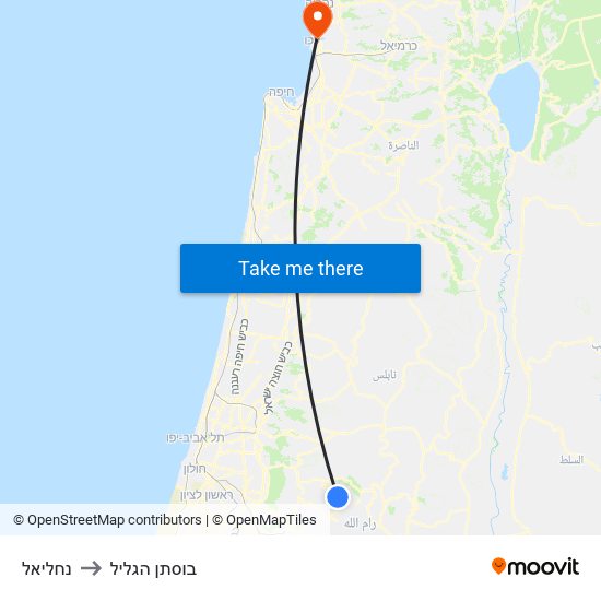 נחליאל to בוסתן הגליל map