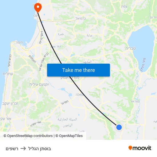 רשפים to בוסתן הגליל map