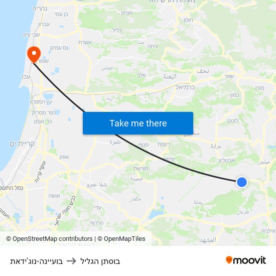 בועיינה-נוג'ידאת to בוסתן הגליל map