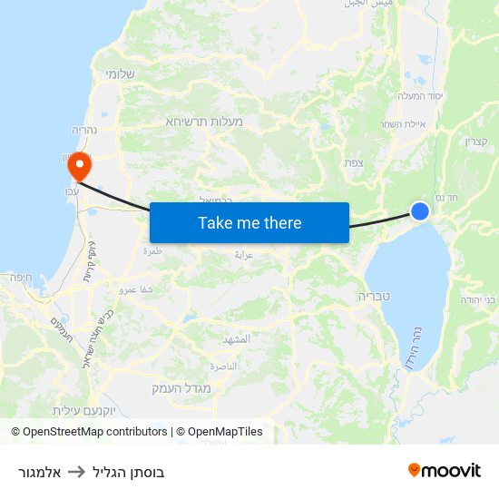 אלמגור to בוסתן הגליל map