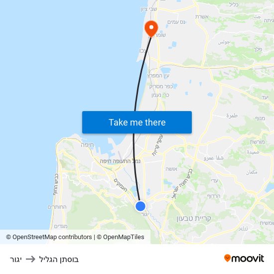 יגור to בוסתן הגליל map