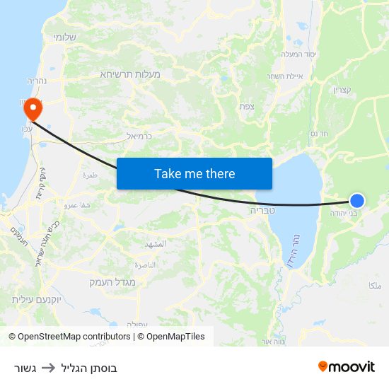 גשור to בוסתן הגליל map