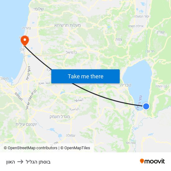 האון to בוסתן הגליל map