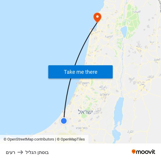 רעים to בוסתן הגליל map