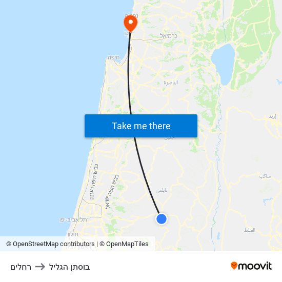 רחלים to בוסתן הגליל map