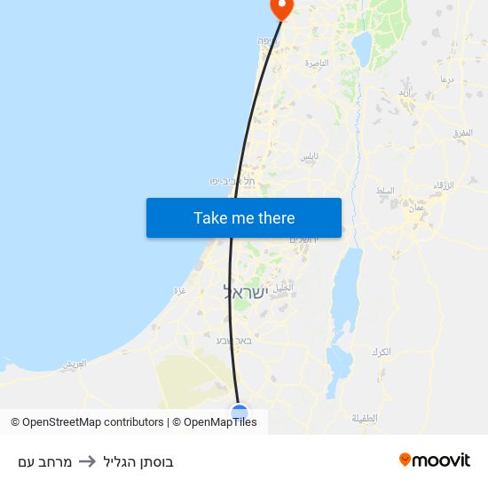 מרחב עם to בוסתן הגליל map