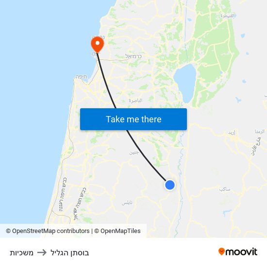 משכיות to בוסתן הגליל map