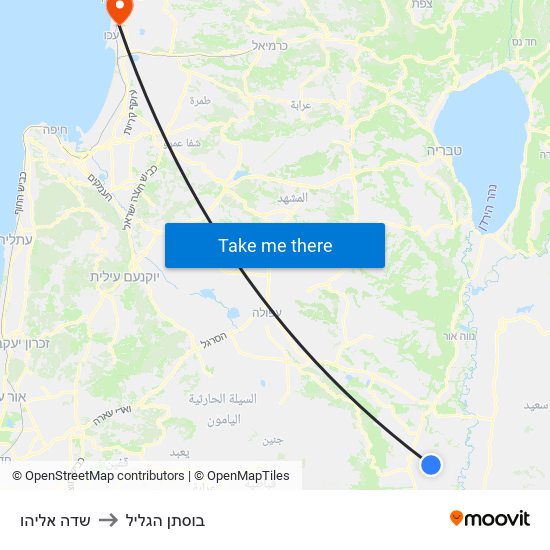 שדה אליהו to בוסתן הגליל map