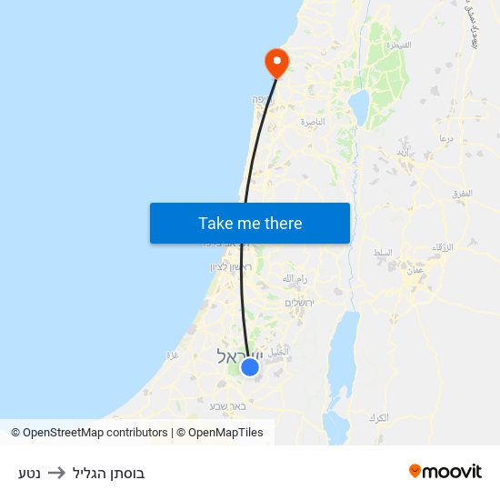 נטע to בוסתן הגליל map