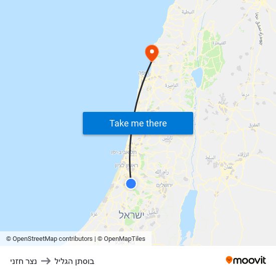 נצר חזני to בוסתן הגליל map