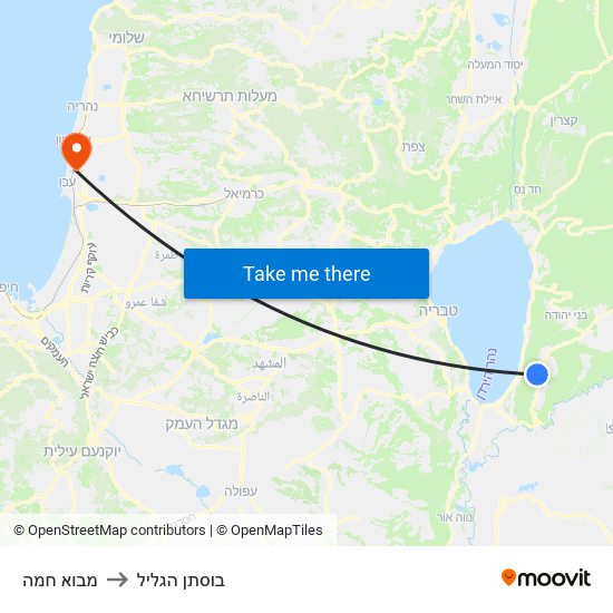 מבוא חמה to בוסתן הגליל map