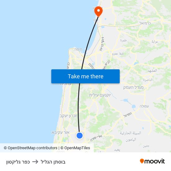 כפר גליקסון to בוסתן הגליל map