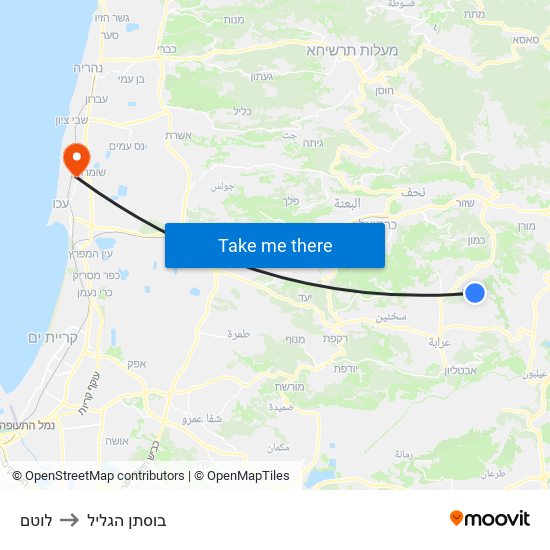 לוטם to בוסתן הגליל map