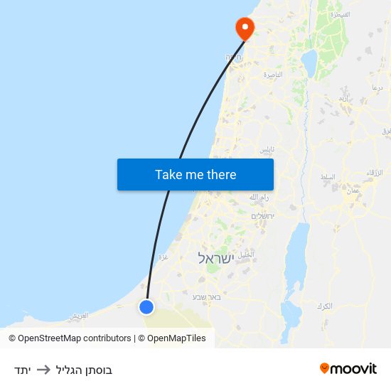 יתד to בוסתן הגליל map