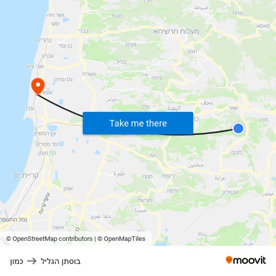 כמון to בוסתן הגליל map