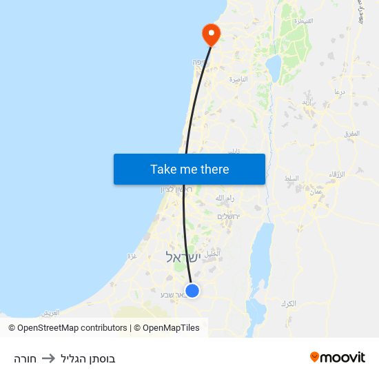 חורה to בוסתן הגליל map