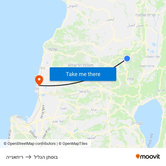 ריחאנייה to בוסתן הגליל map