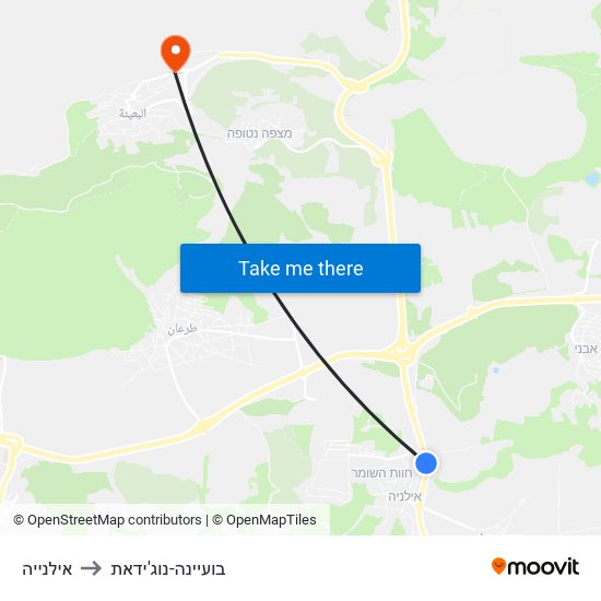 אילנייה to בועיינה-נוג'ידאת map