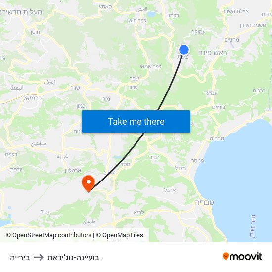 בירייה to בועיינה-נוג'ידאת map