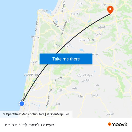 בית חירות to בועיינה-נוג'ידאת map