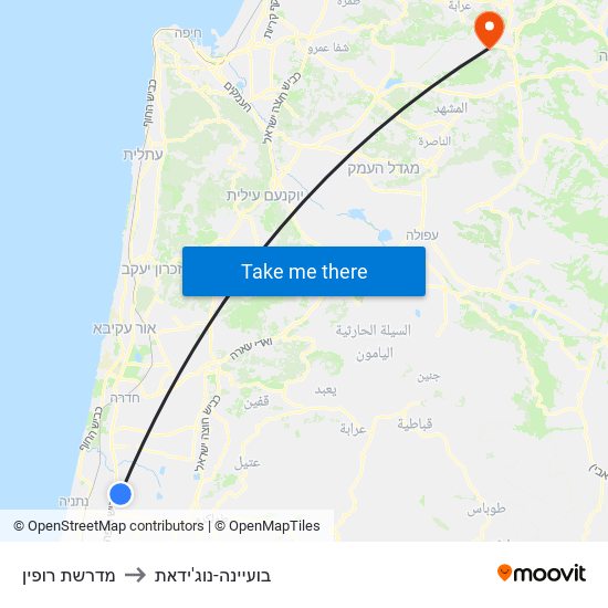 מדרשת רופין to בועיינה-נוג'ידאת map