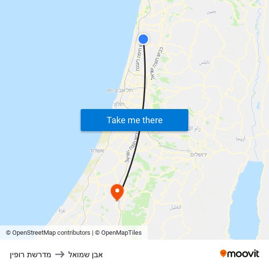 מדרשת רופין to אבן שמואל map