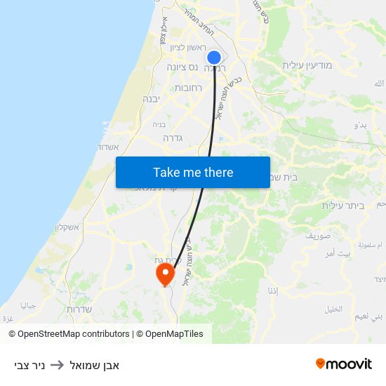 ניר צבי to אבן שמואל map