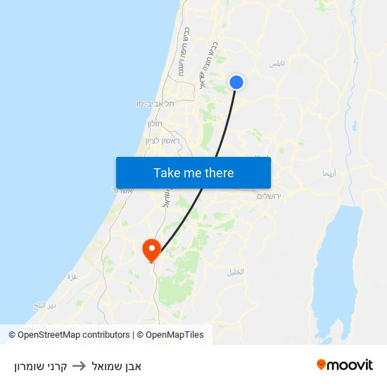 קרני שומרון to אבן שמואל map