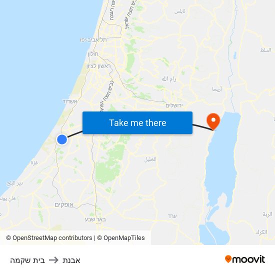 בית שקמה to אבנת map