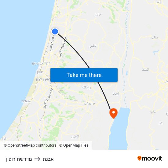 מדרשת רופין to אבנת map