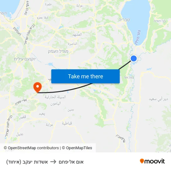 אשדות יעקב (איחוד) to אום אל-פחם map