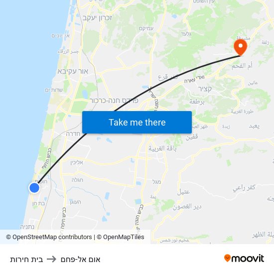 בית חירות to אום אל-פחם map