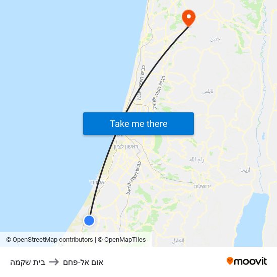 בית שקמה to אום אל-פחם map