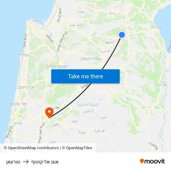 טורעאן to אום אל-קוטוף map