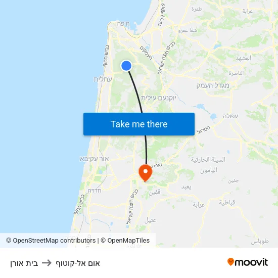 בית אורן to אום אל-קוטוף map