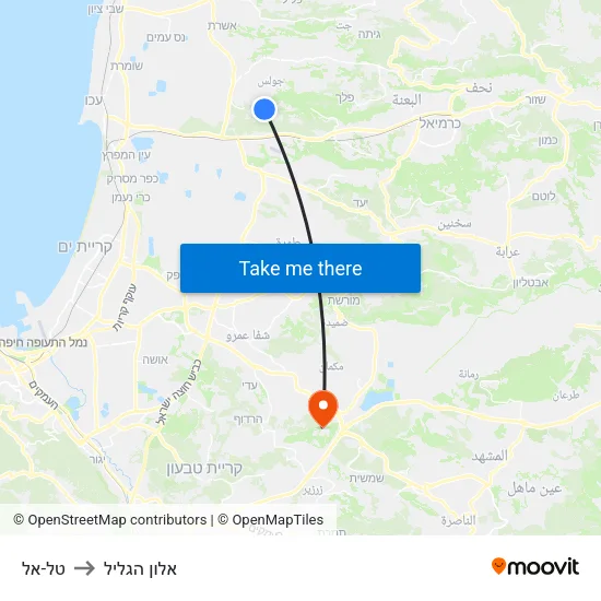 טל-אל to אלון הגליל map
