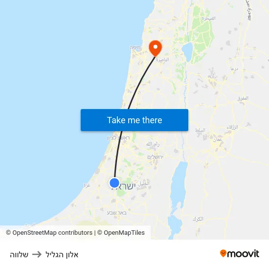 שלווה to אלון הגליל map