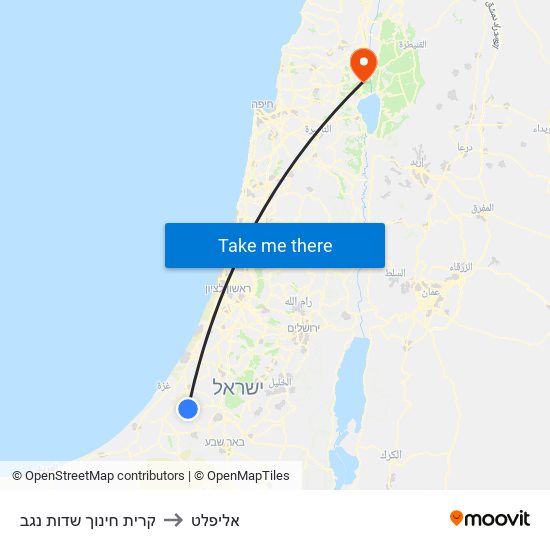 קרית חינוך שדות נגב to אליפלט map