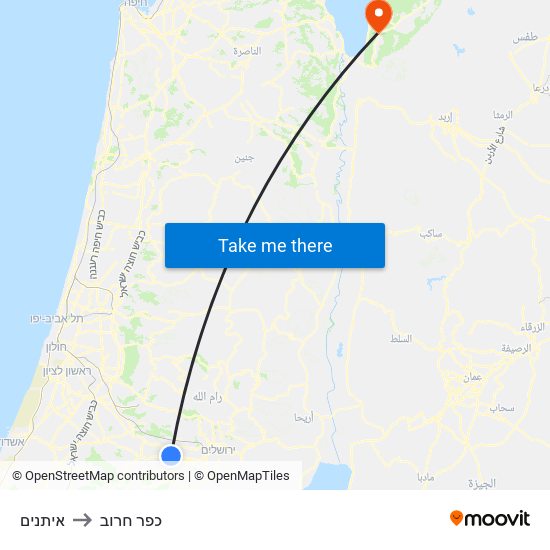 איתנים to כפר חרוב map