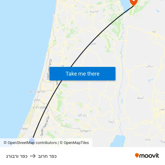 כפר ורבורג to כפר חרוב map