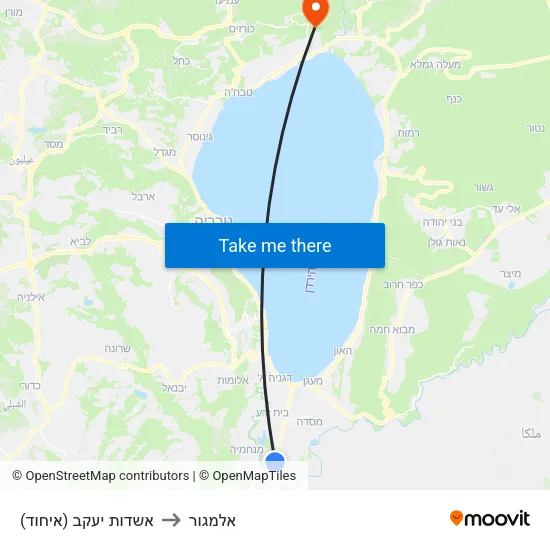 אשדות יעקב (איחוד) to אלמגור map