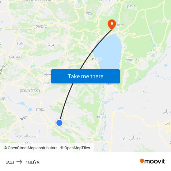 גבע to אלמגור map