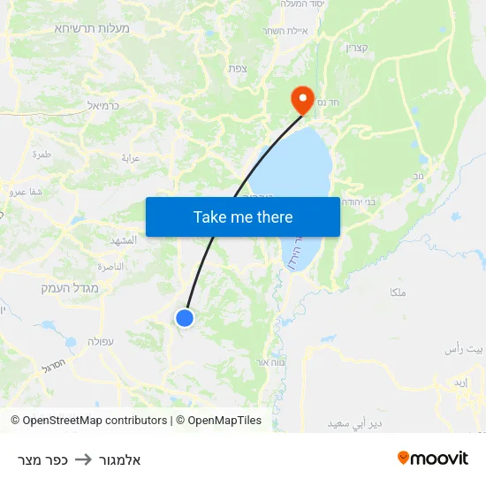 כפר מצר to אלמגור map